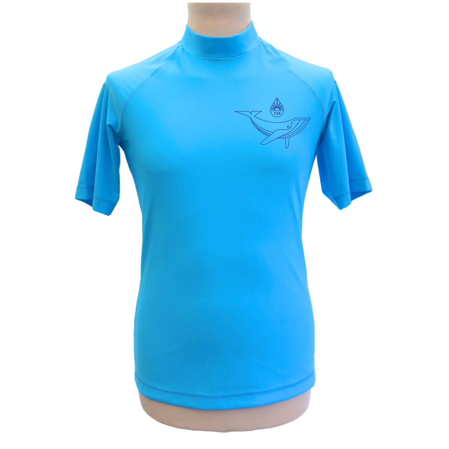 Rashguard lycra UPF50+ homme durable Made in France MC bleu - différents motifs