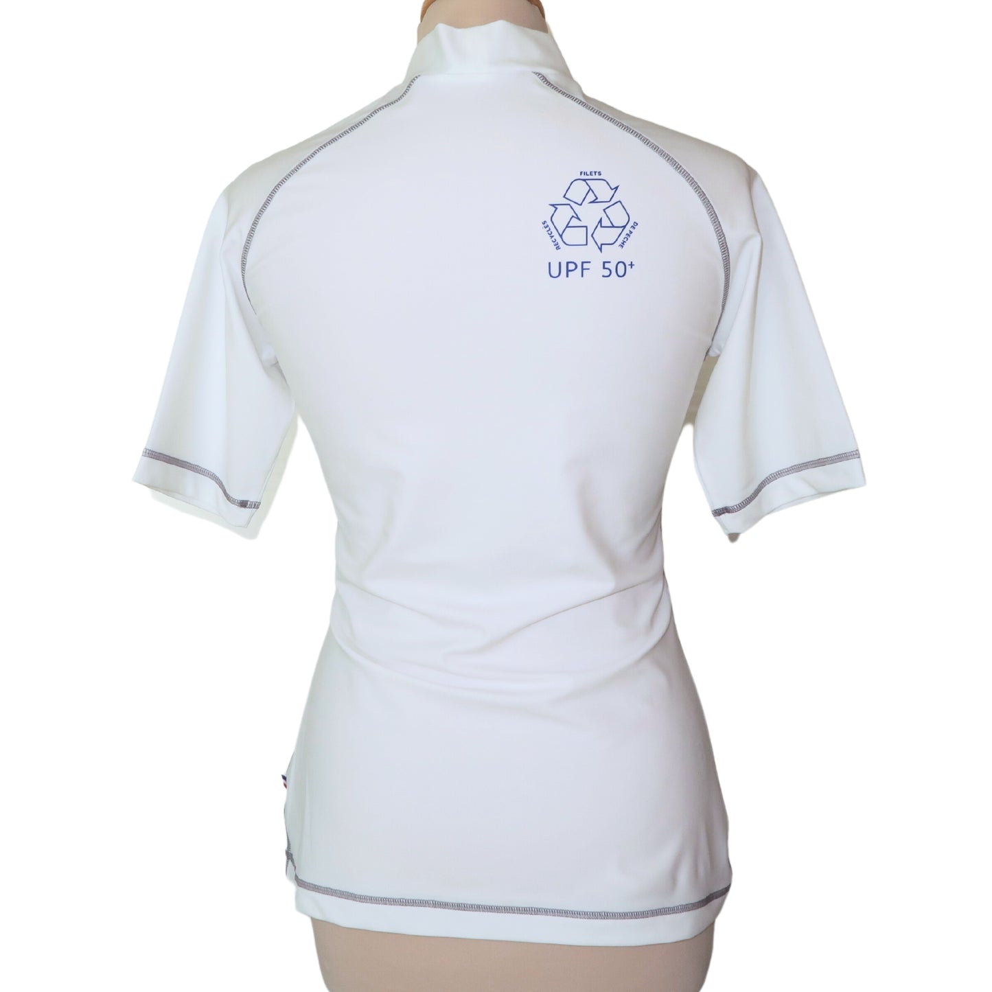 Rashguard UPF50+ durable Made in France MC femme blanc - différents motifs