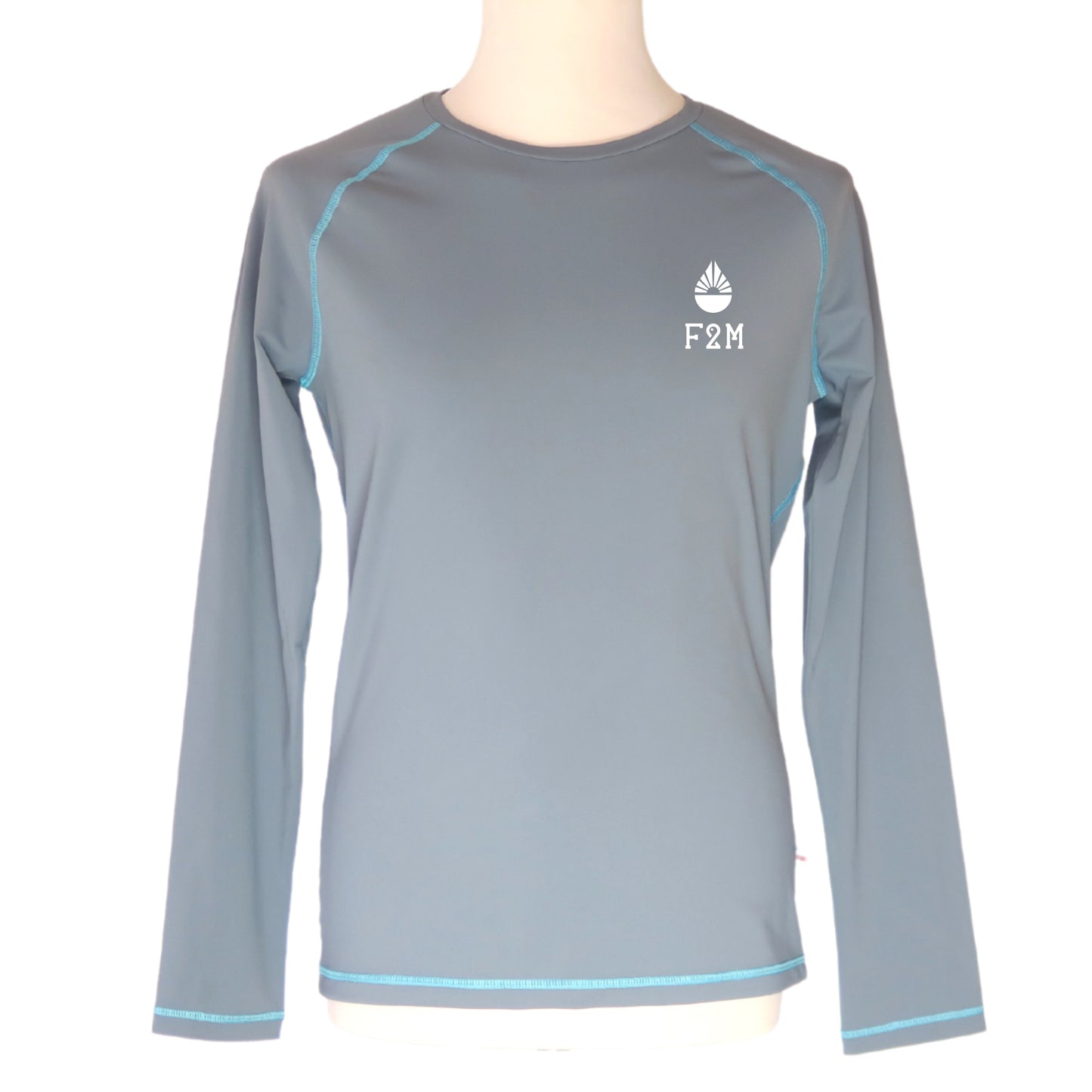 rashguard lycra anti uv F2M homme Manches longues made in France gris logo F2M engagé pour les fonds marins