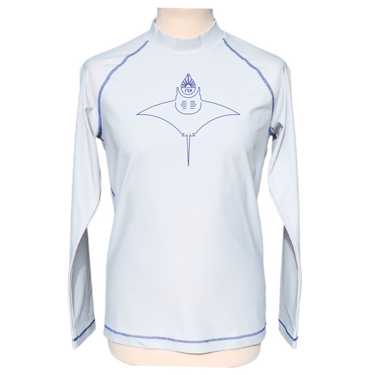 lycra anti uv rashguard F2M made in france filets de pêche recyclés UPF50+ sans additif chimique écolo durable haut de gamme  devant homme manches longues personnalisé raie manta