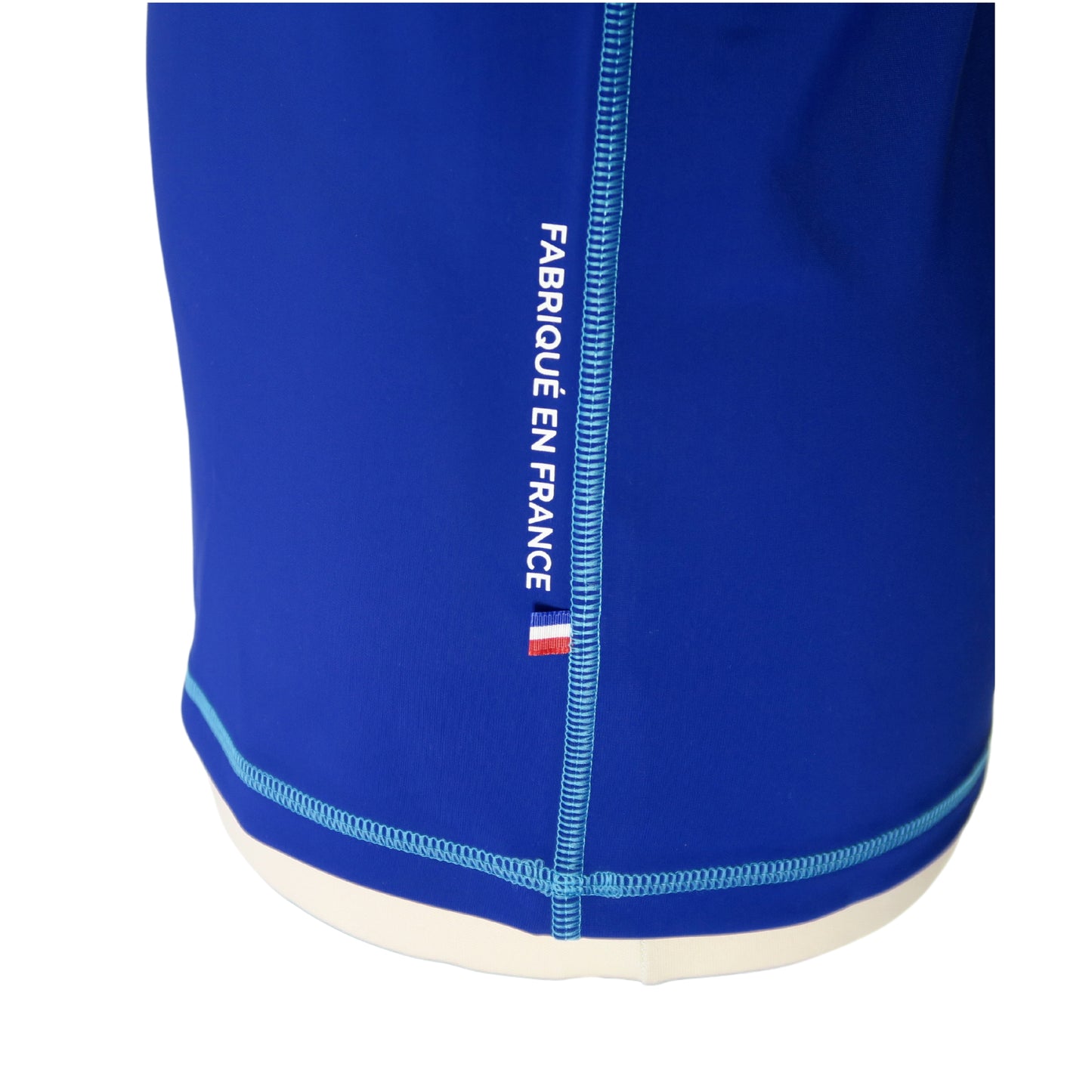 rashguard lycra anti uv F2M homme Manches longues made in France bleu marine col montant fabriqué en France ruban tricolore tee shirt maillot top