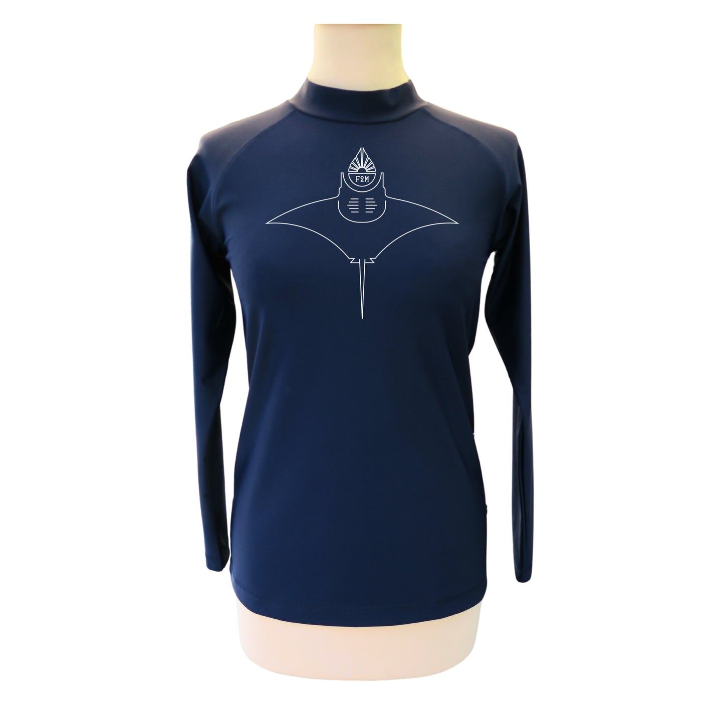 Lycra rashguard UPF50+ durable Made in France ML femme bleu marine - différents motifs