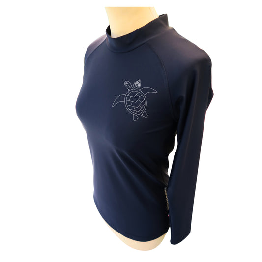 Lycra rashguard UPF50+ durable Made in France ML femme bleu marine - différents motifs