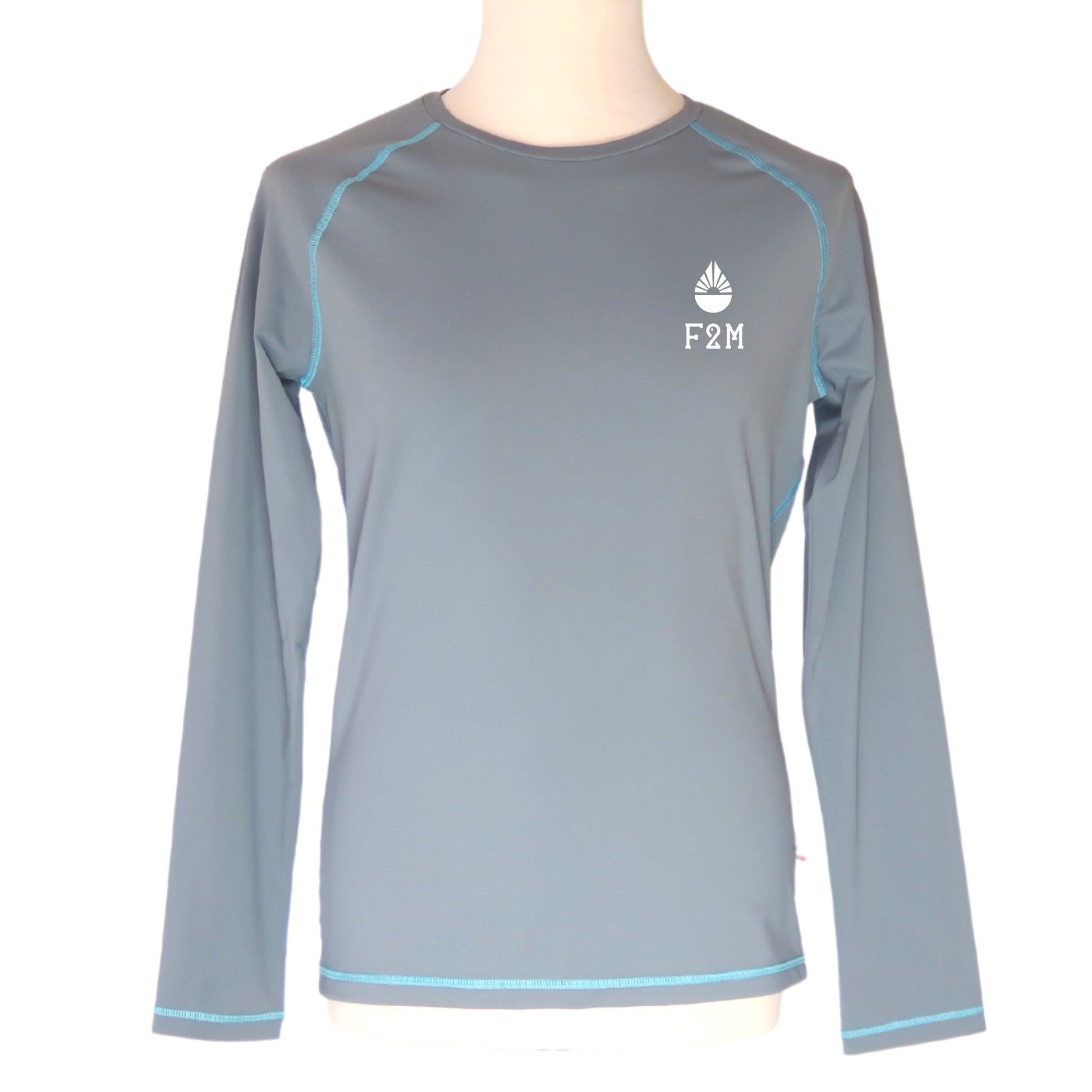 rashguard lycra anti uv F2M homme Manches longues made in France gris logo F2M engagé pour les fonds marins