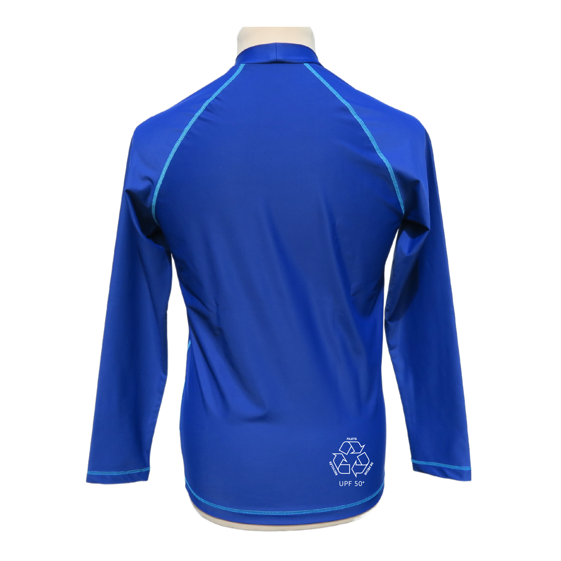 rashguard lycra anti uv F2M homme Manches longues made in France bleu marine col montant protection solaire sunprotection UPF50+
