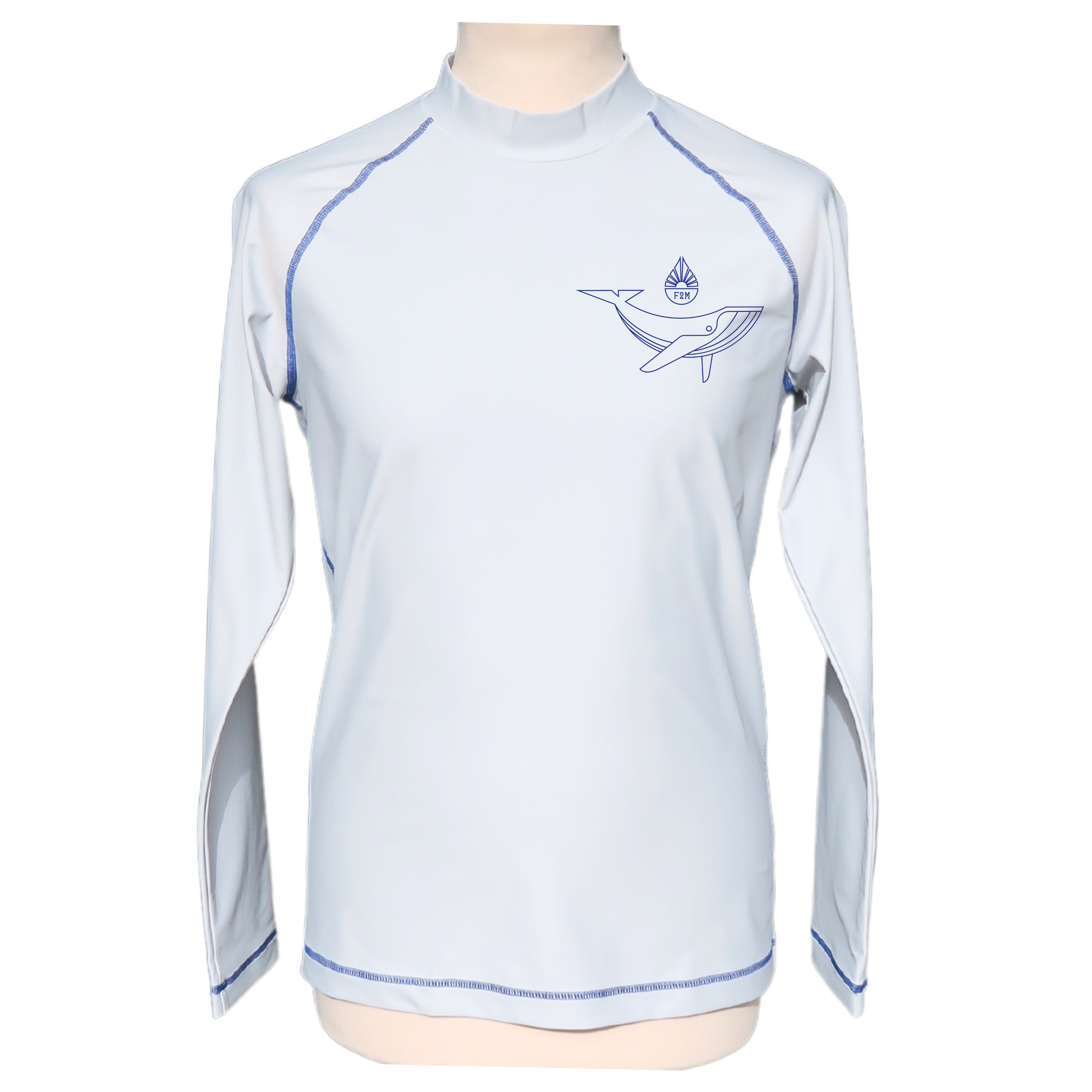 lycra anti uv rashguard F2M made in france filets de pêche recyclés UPF50+ sans additif chimique écolo durable haut de gamme  devant homme manches longues personnalisé baleinetop ts